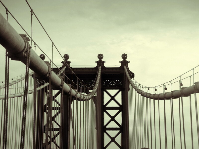 Manhattan Bridge Tower — Gray, Dramatic