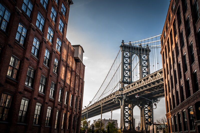 Manhattan Bridge View — Blue, Dramatic