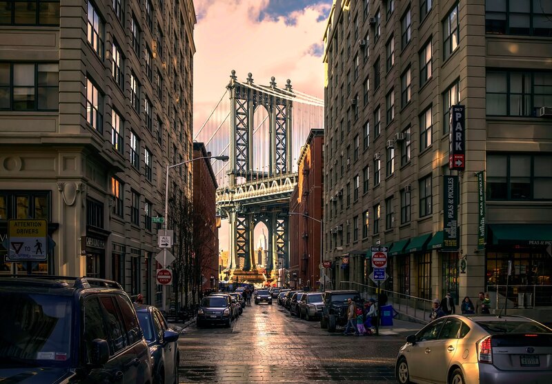 Manhattan Bridge View — Gray, Dramatic, Sunset