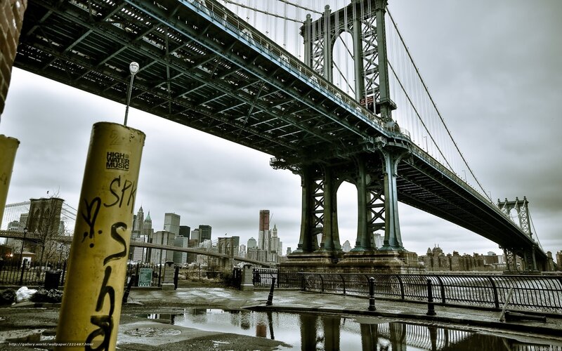 Manhattan Bridge View — Gray, Dramatic