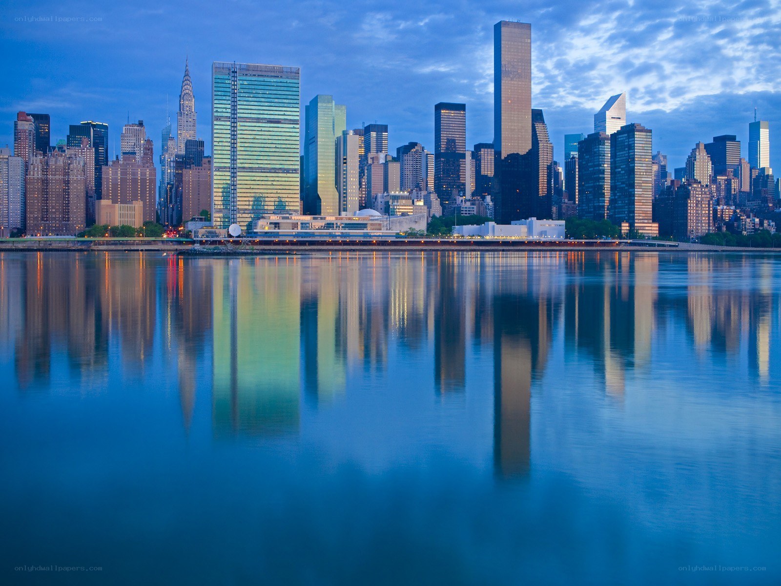 Manhattan skyline at dusk
