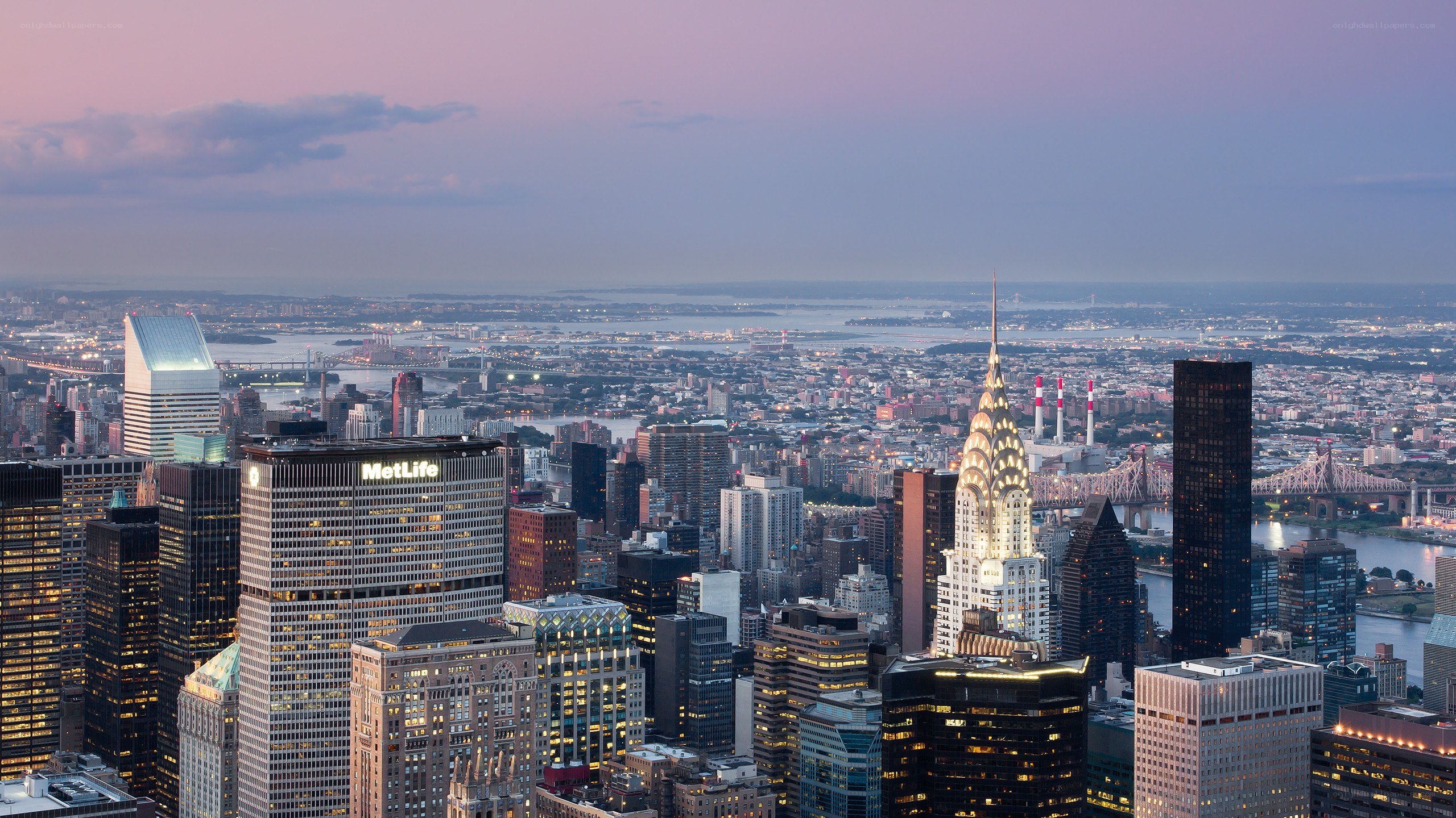 Manhattan skyline at dusk