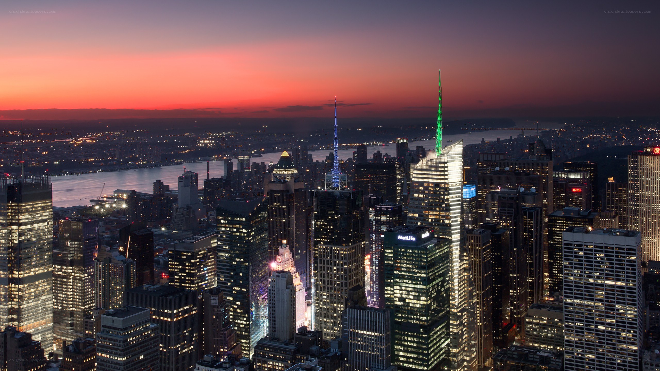 Manhattan skyline at dusk