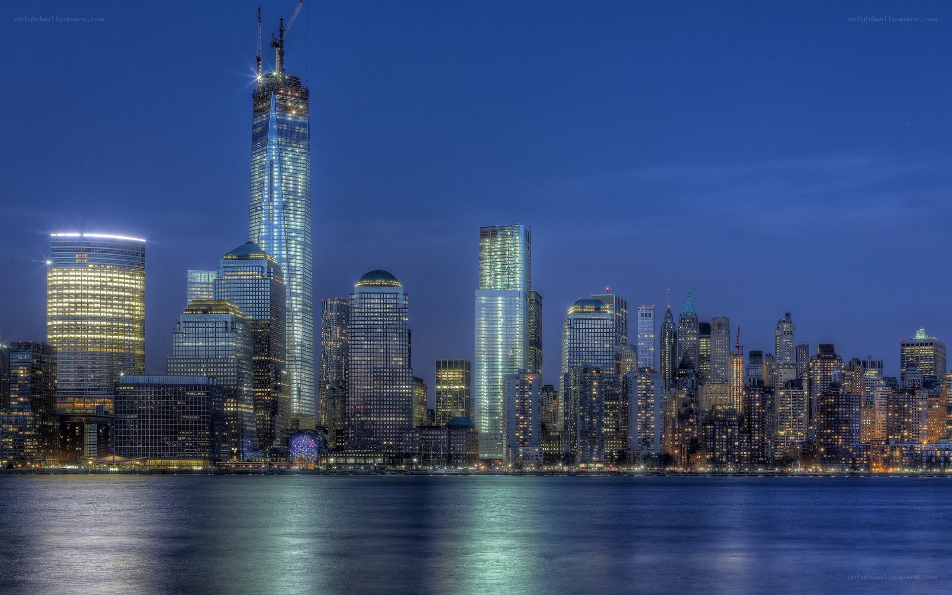 Manhattan skyline at dusk