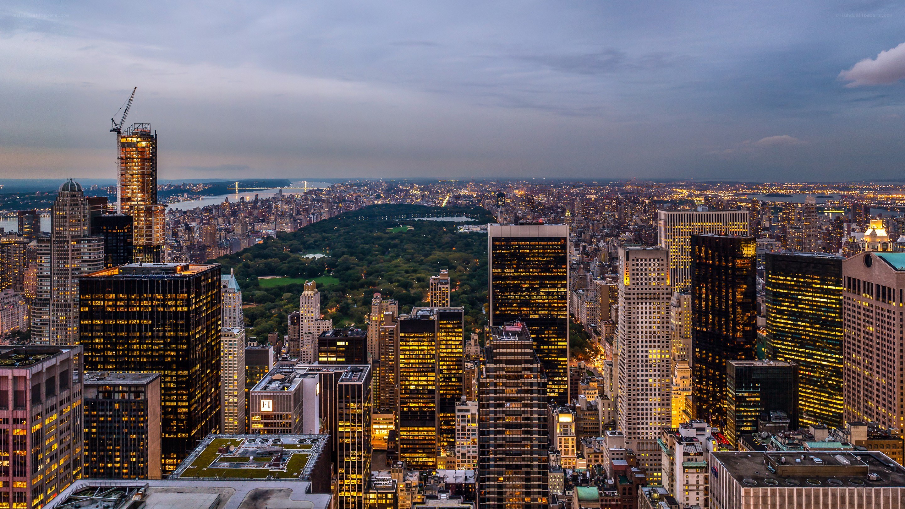 Manhattan skyline at dusk