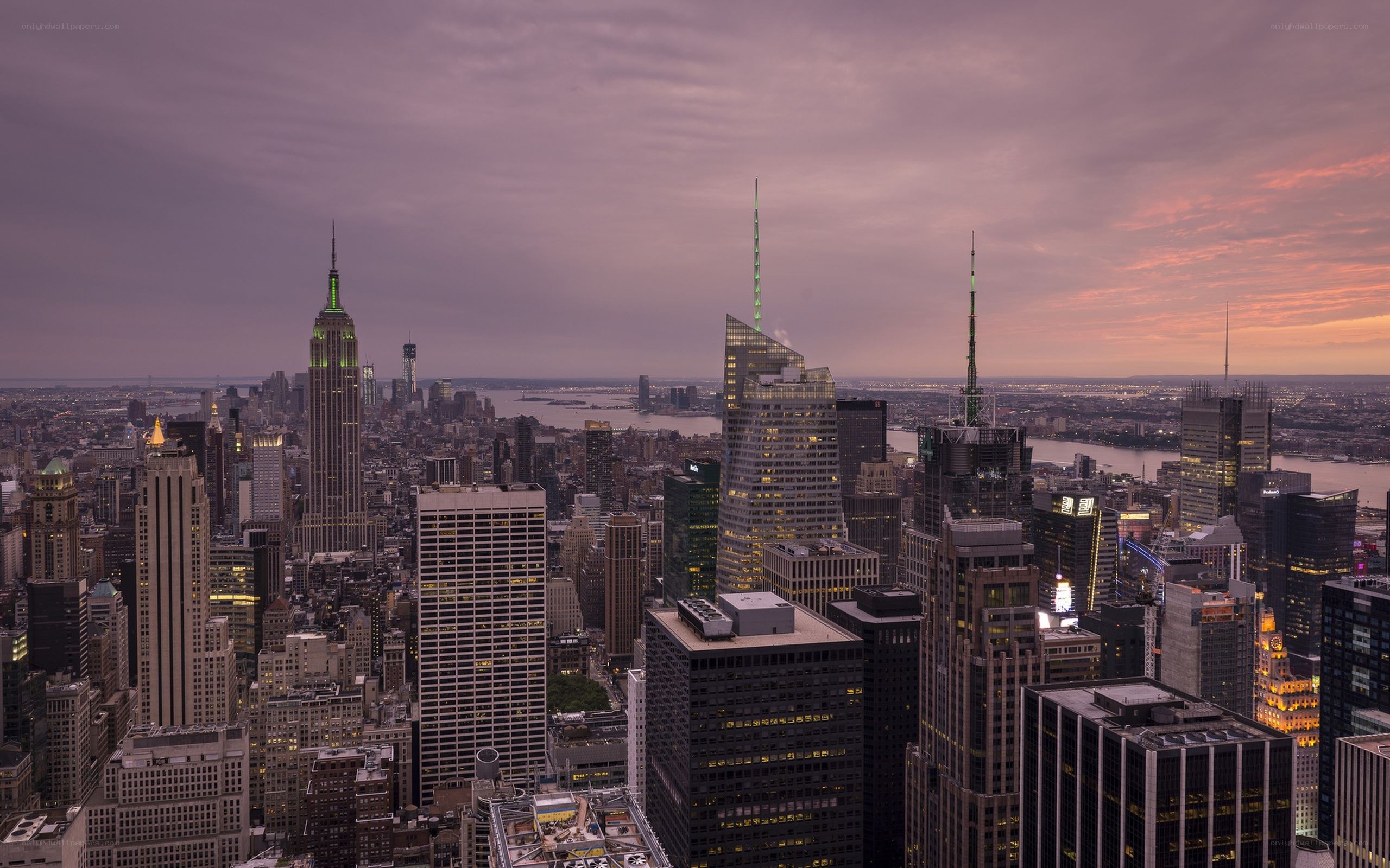 Manhattan skyline at dusk