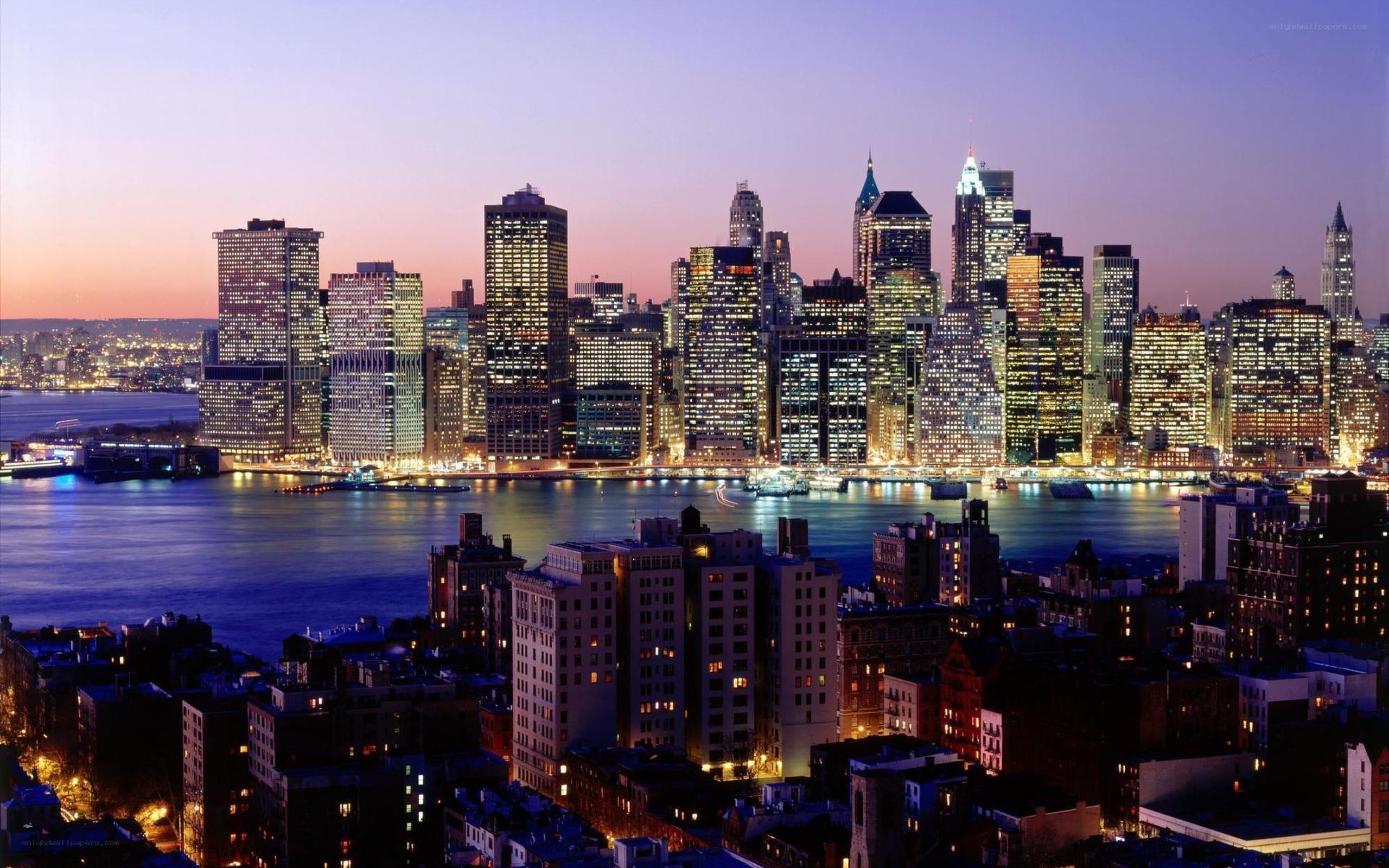 Manhattan skyline at dusk