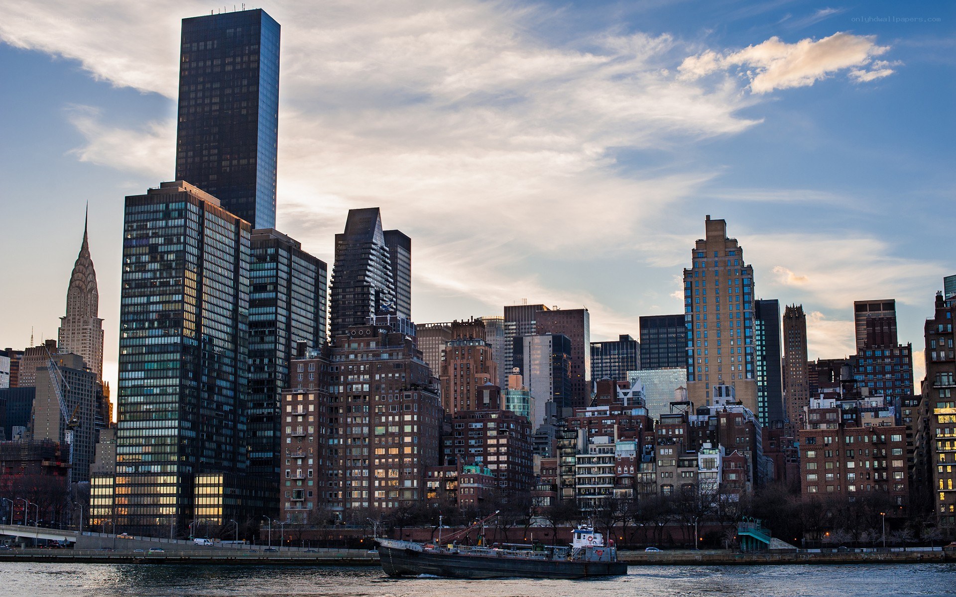 Manhattan skyline at dusk