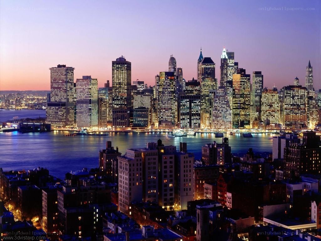 Manhattan skyline at dusk
