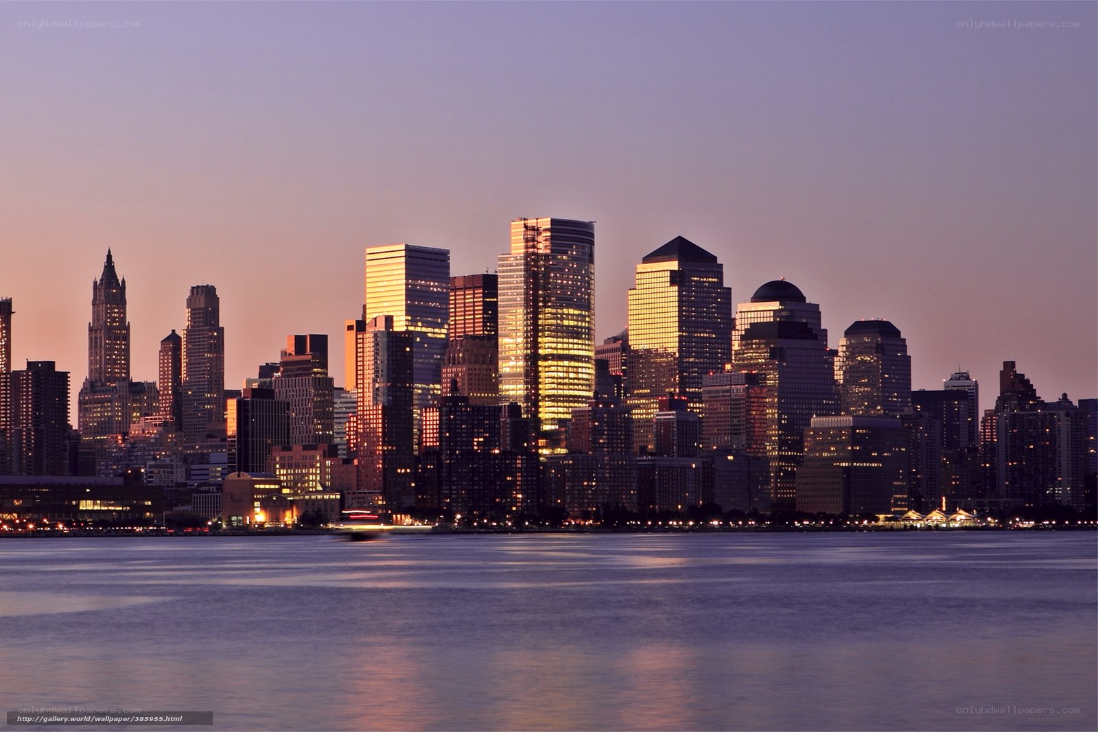 Manhattan skyline at dusk