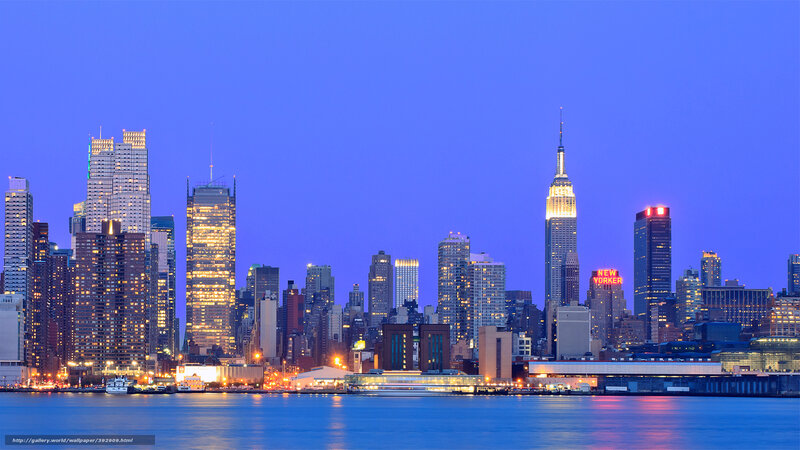 Manhattan skyline at dusk