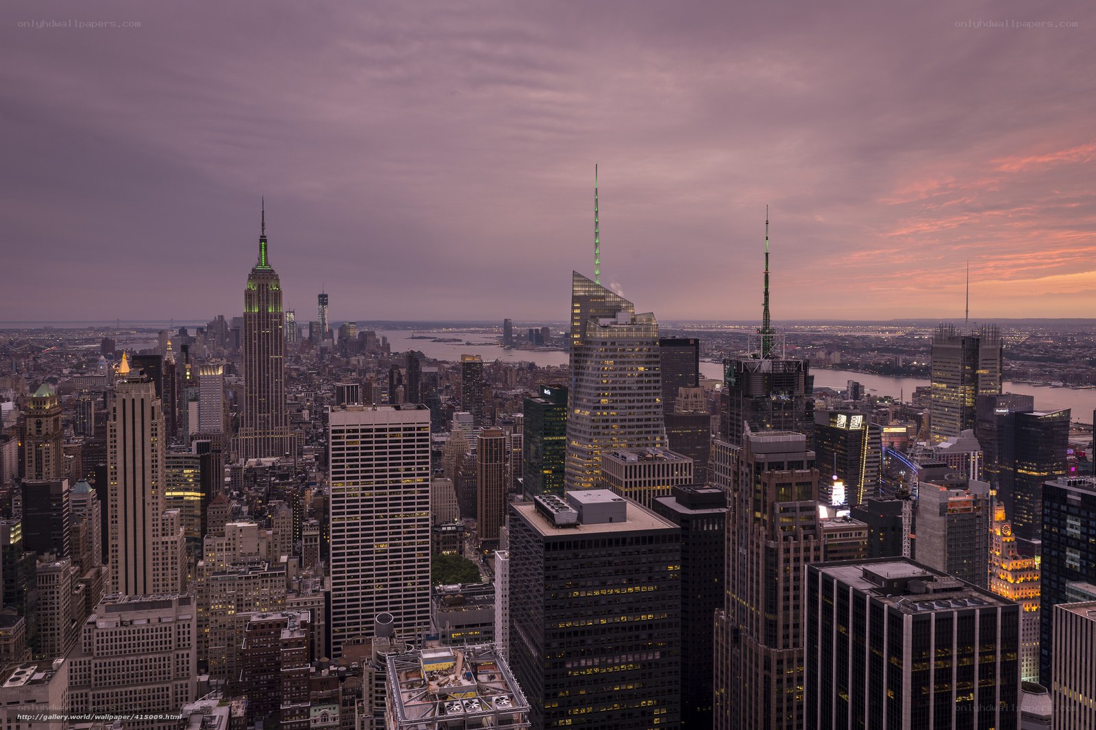 Manhattan skyline at dusk