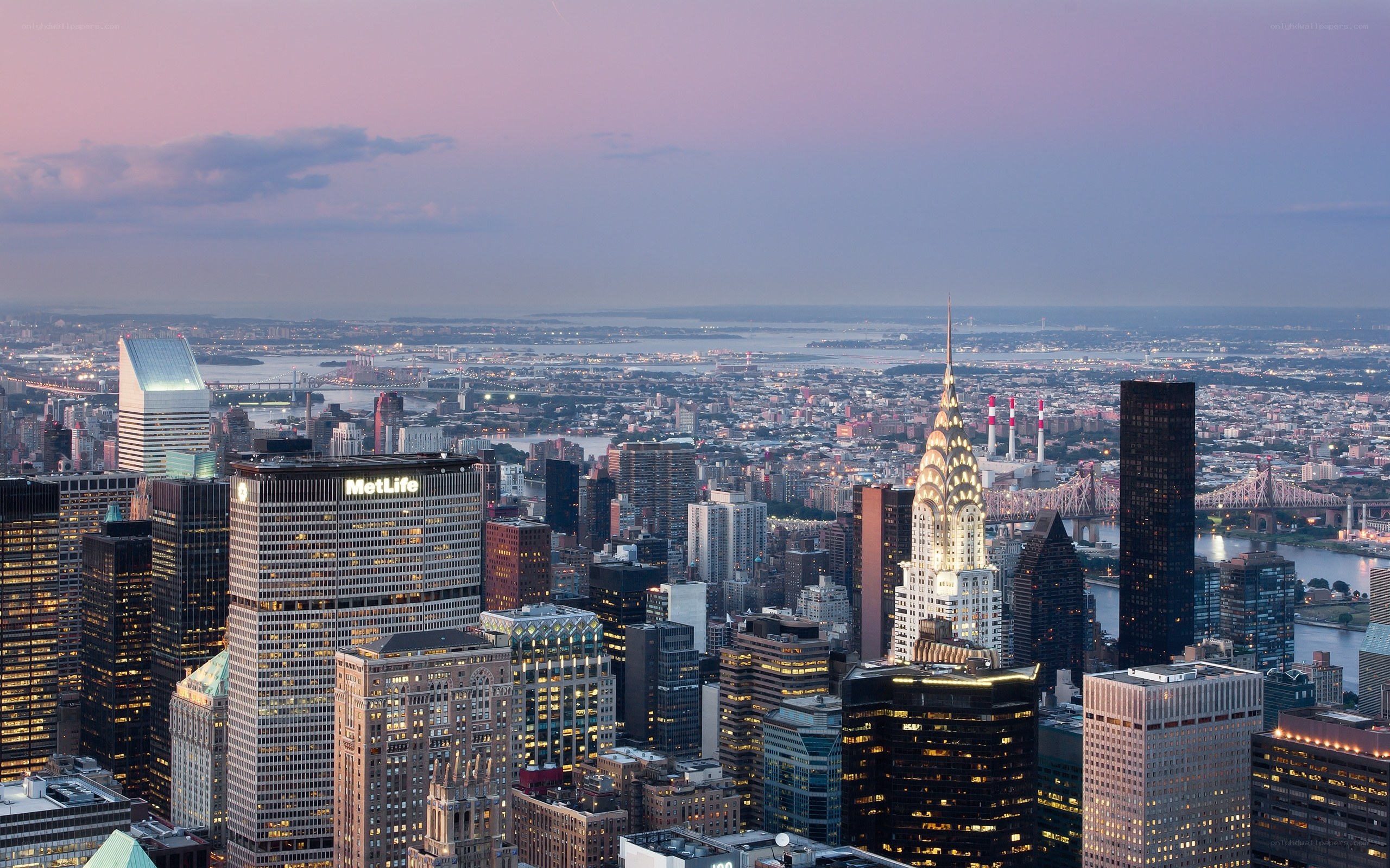 Manhattan skyline at dusk