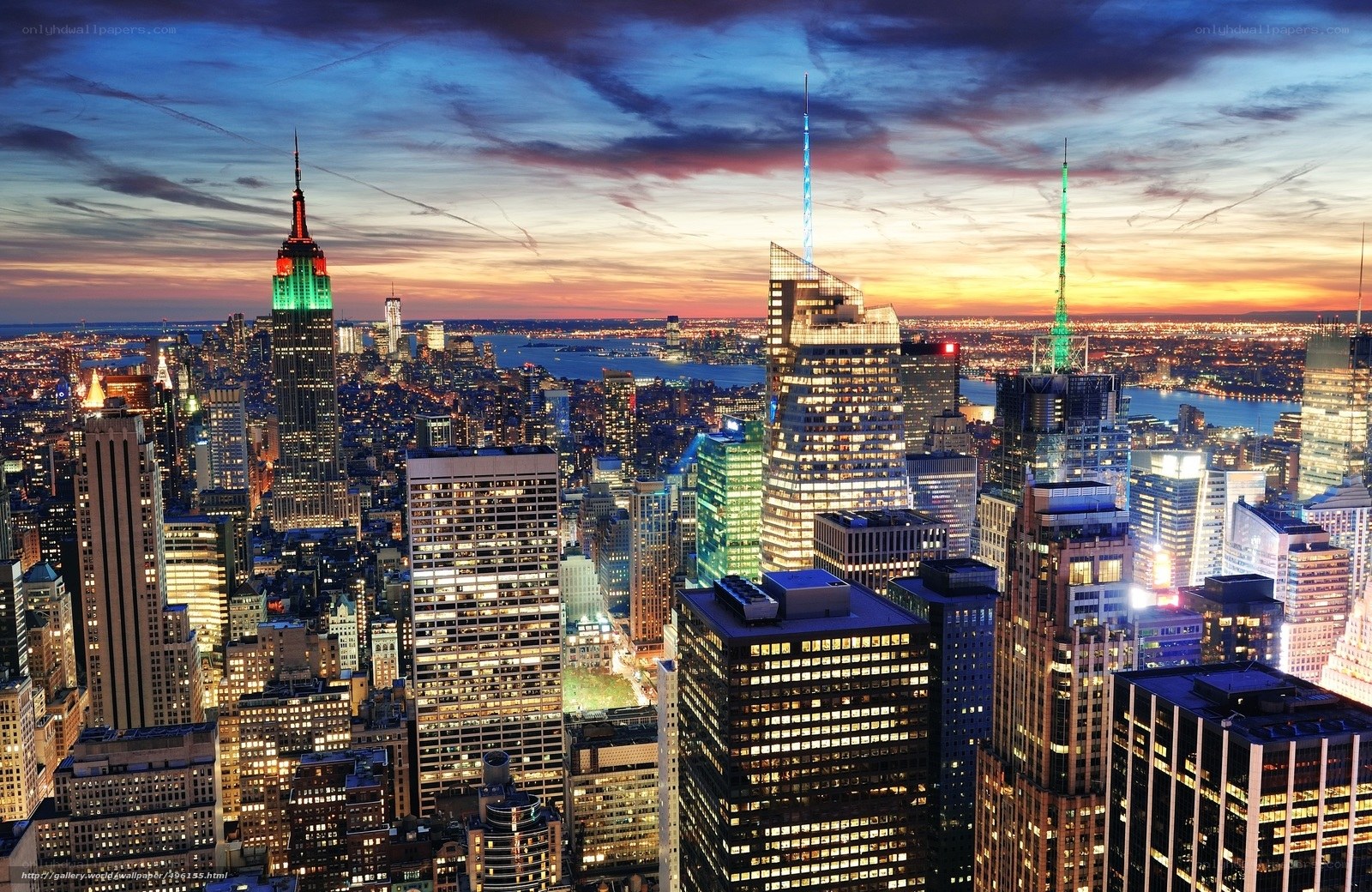 Manhattan skyline at dusk