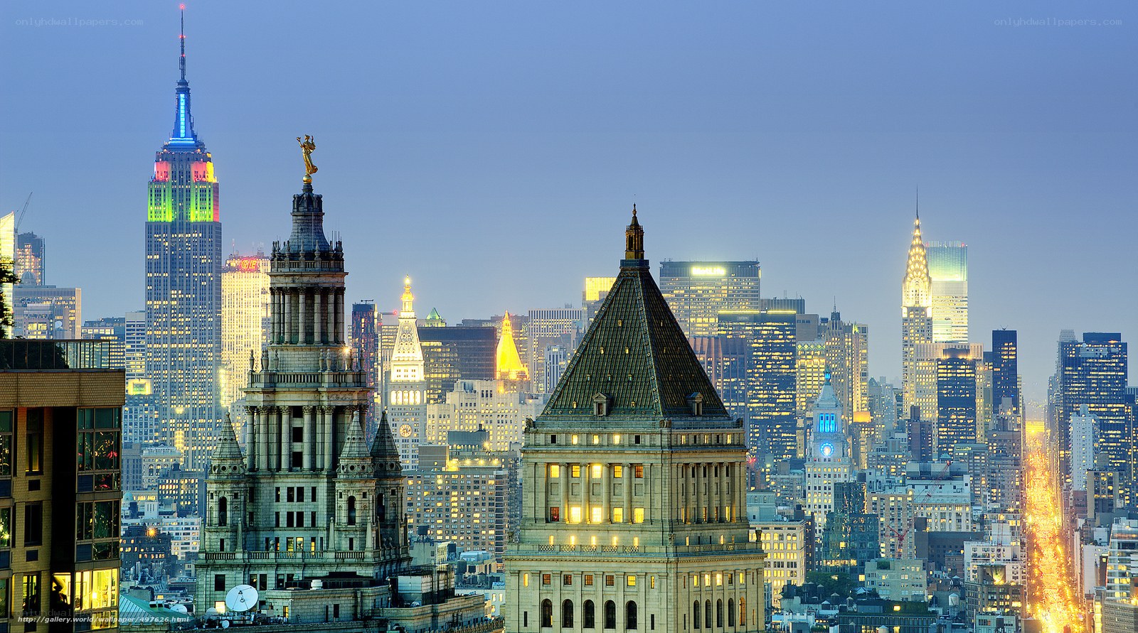 Manhattan skyline at dusk