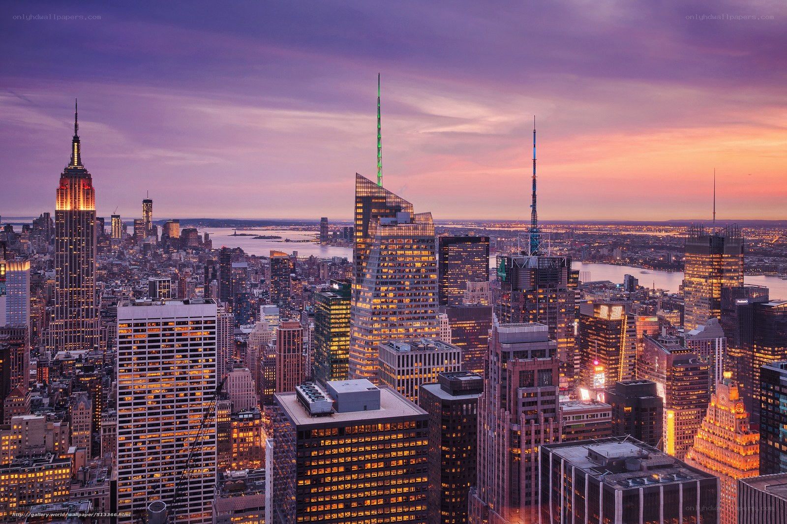 Manhattan skyline at dusk