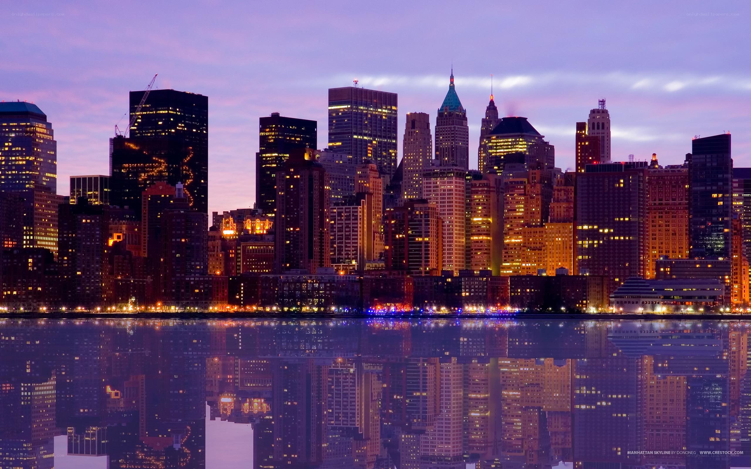 Manhattan skyline at dusk