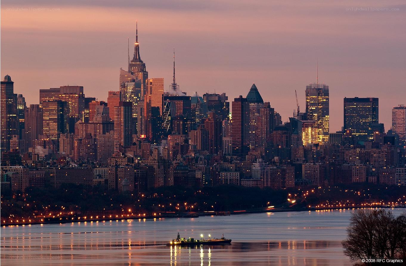 Manhattan skyline at dusk