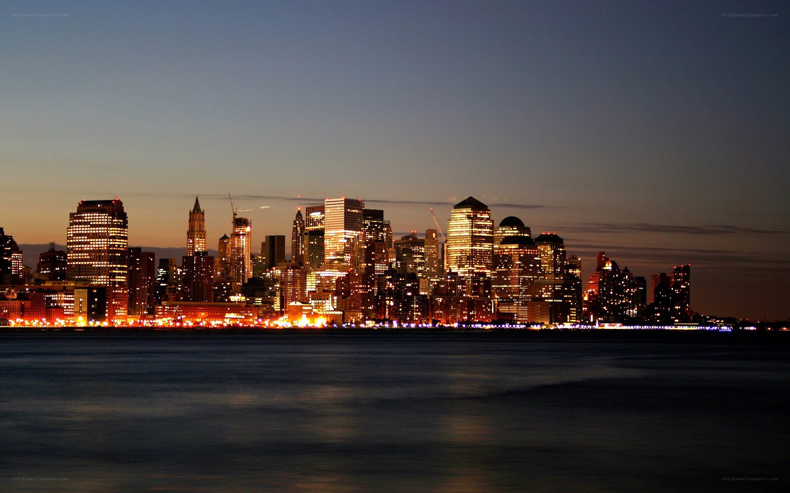Manhattan skyline at dusk