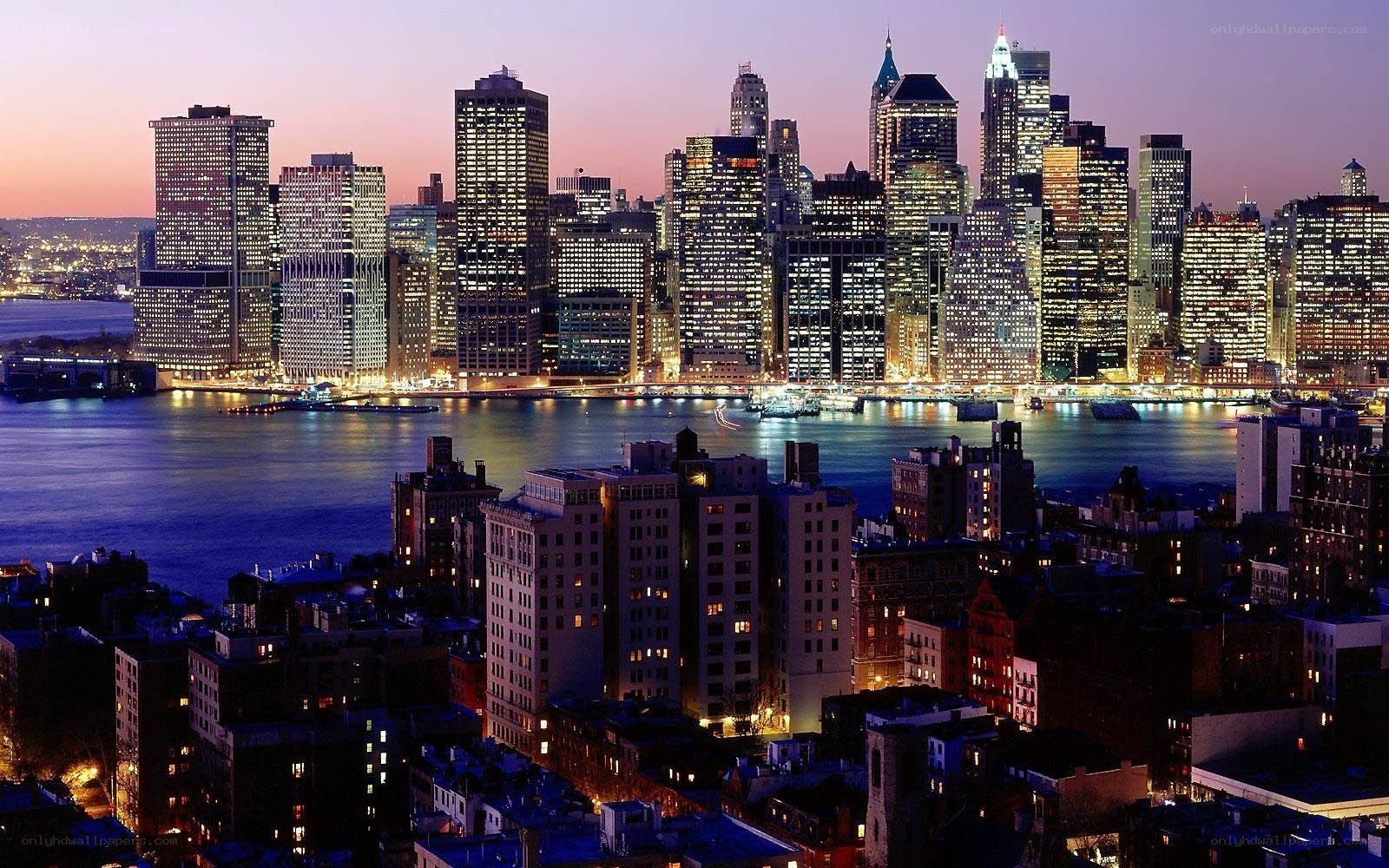 Manhattan skyline at dusk