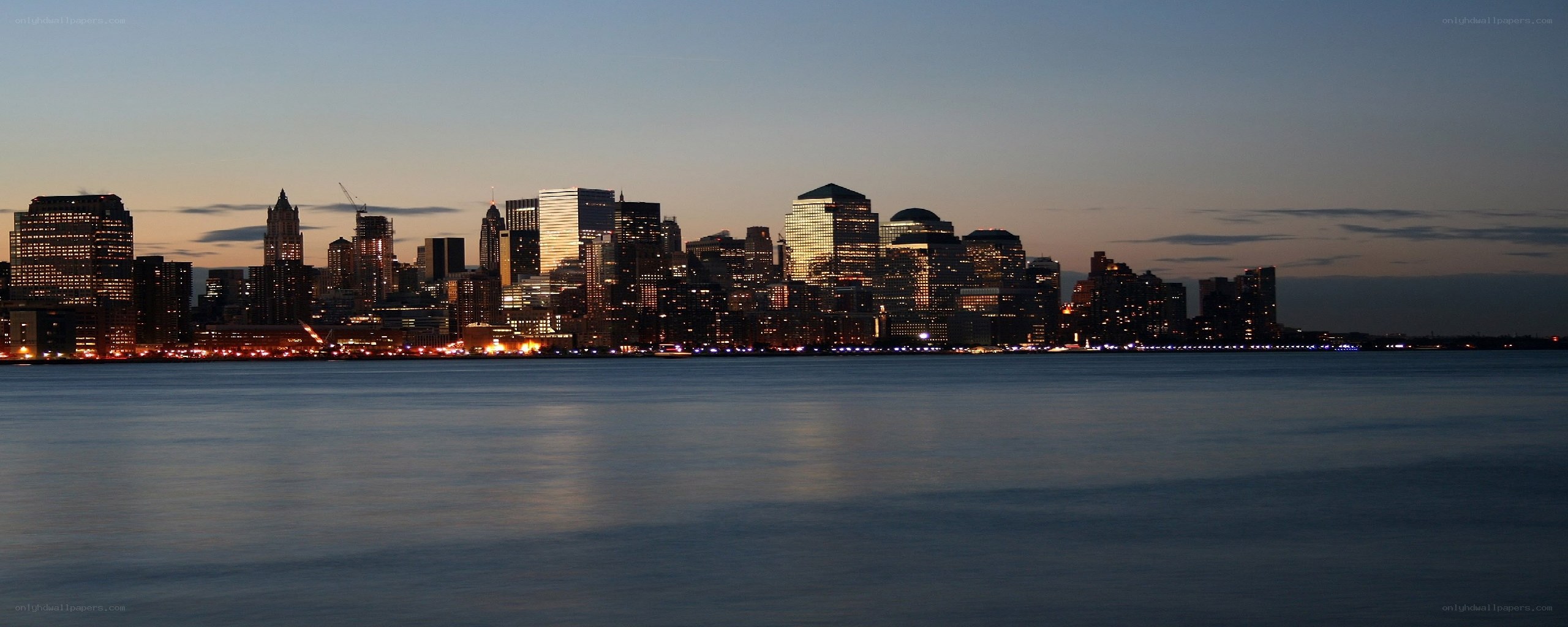 Manhattan skyline at dusk