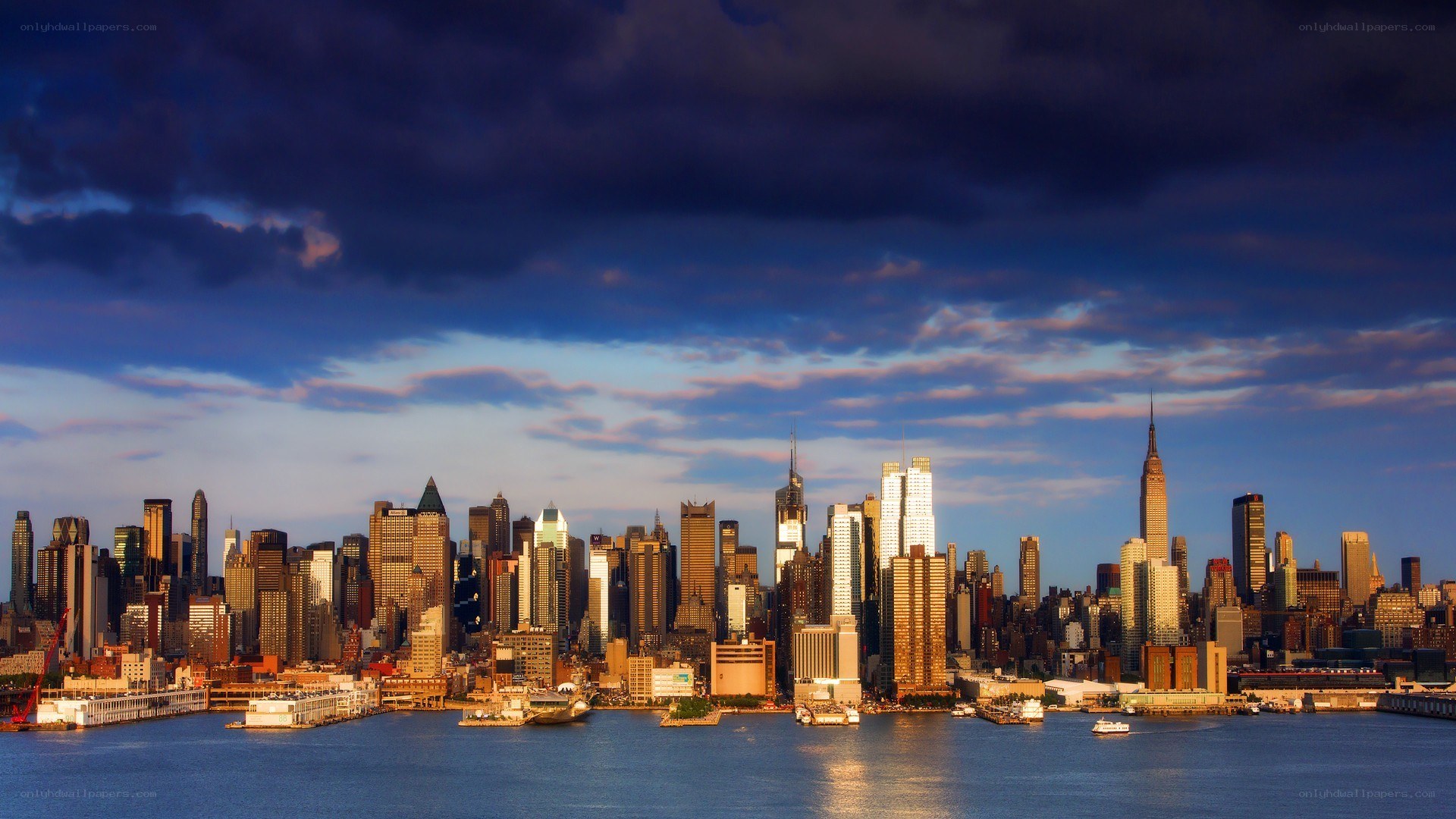 Manhattan skyline at dusk