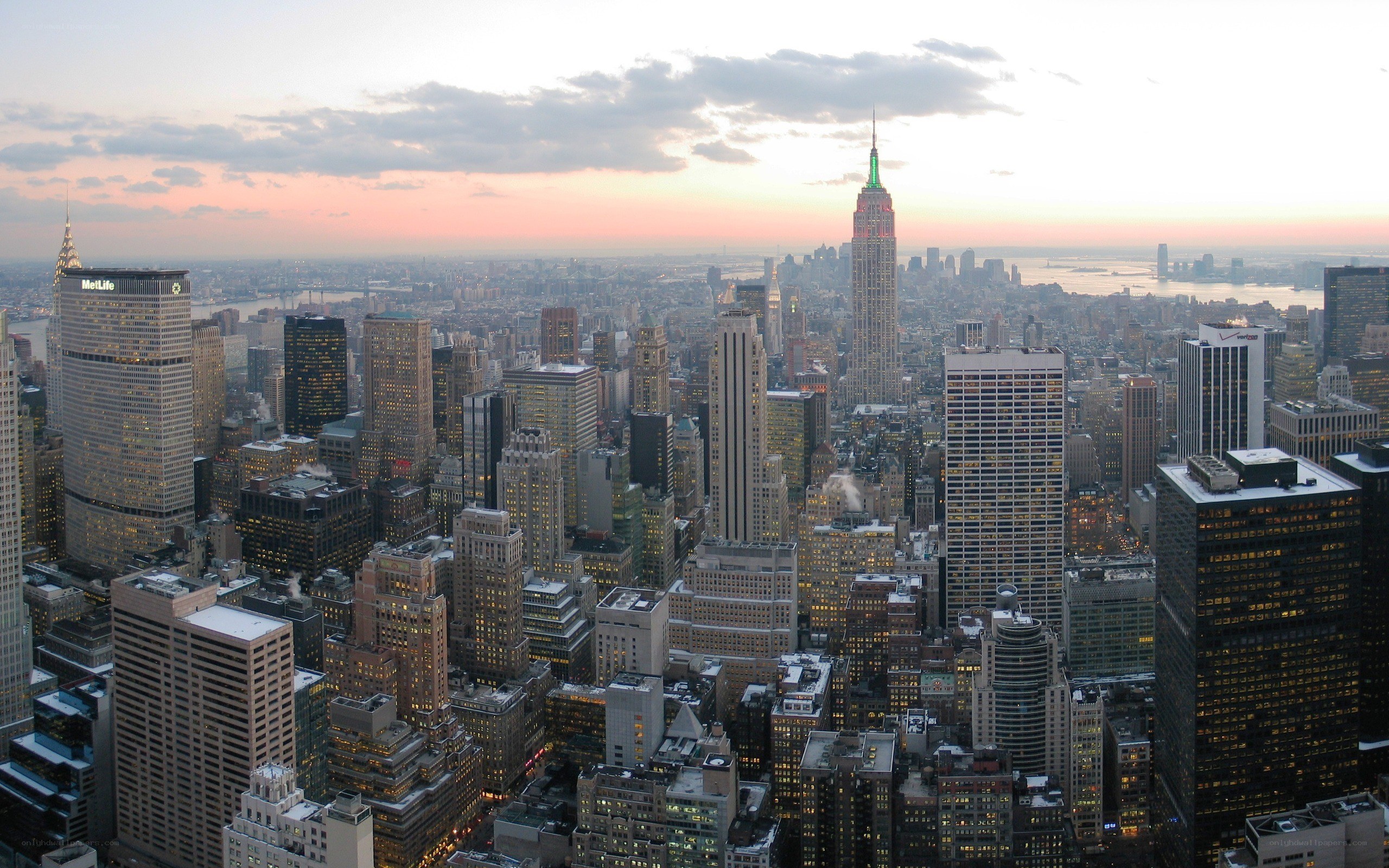 Manhattan skyline at dusk