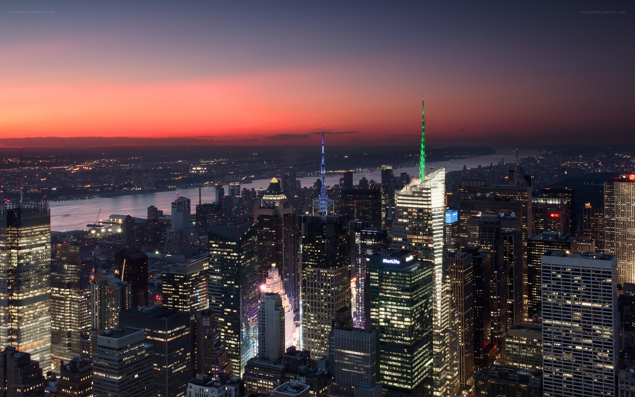 Manhattan skyline at dusk