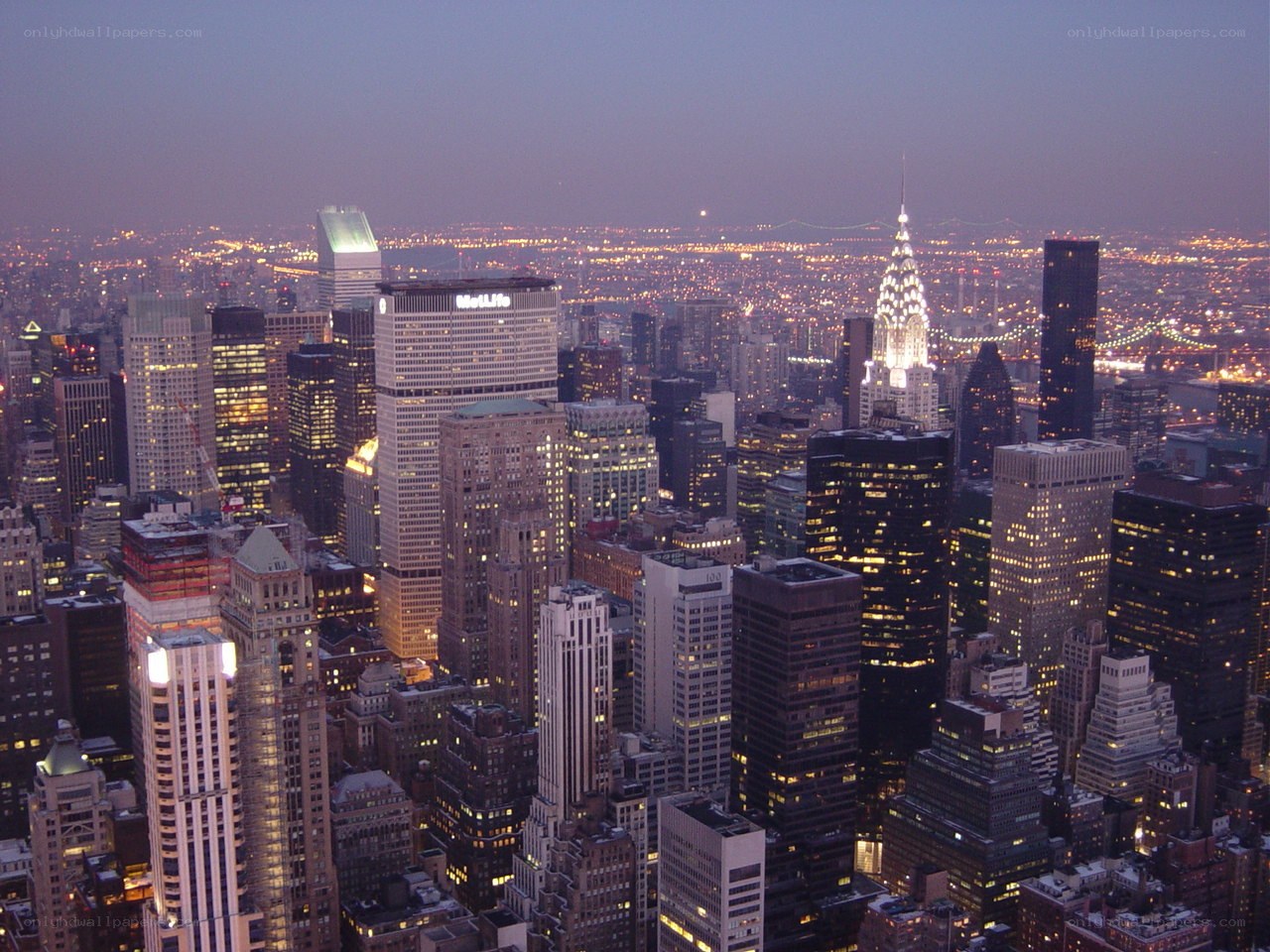 Manhattan skyline at dusk