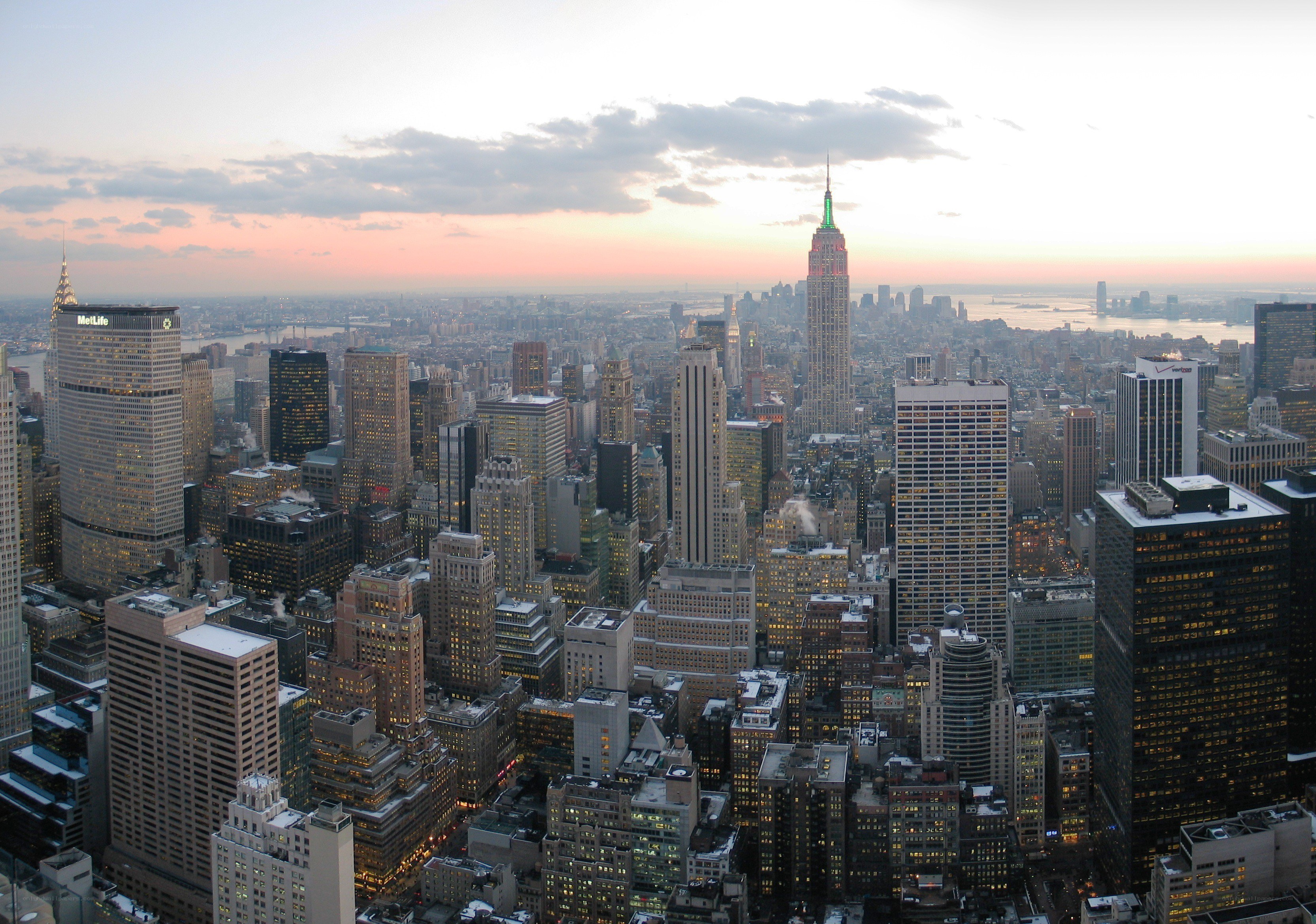Manhattan skyline at dusk