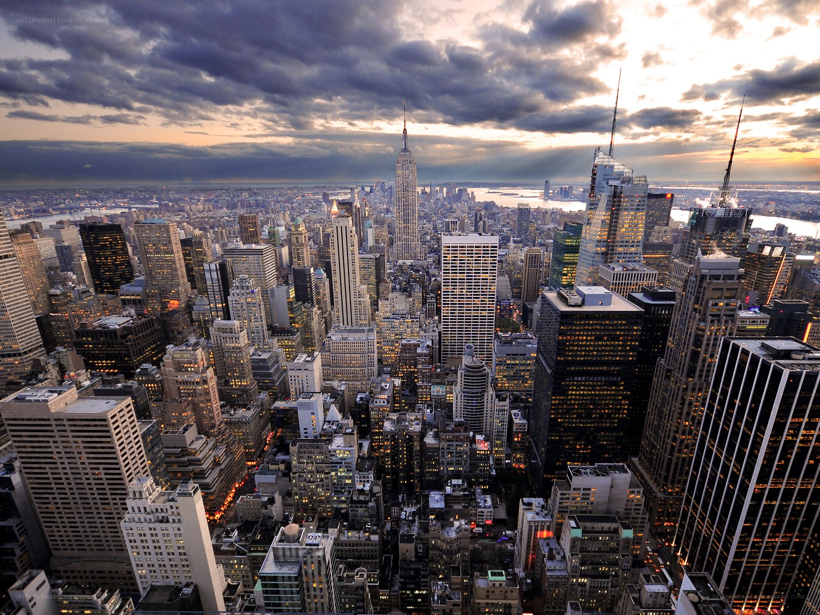 Manhattan skyline at dusk