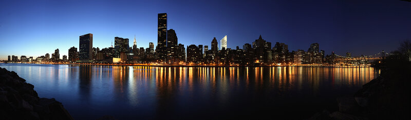 Manhattan skyline at dusk