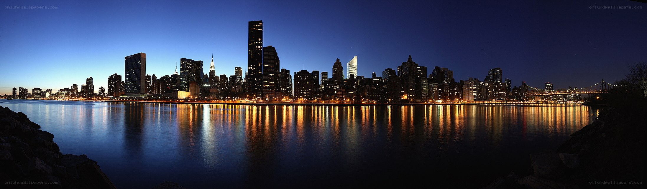 Manhattan skyline at dusk