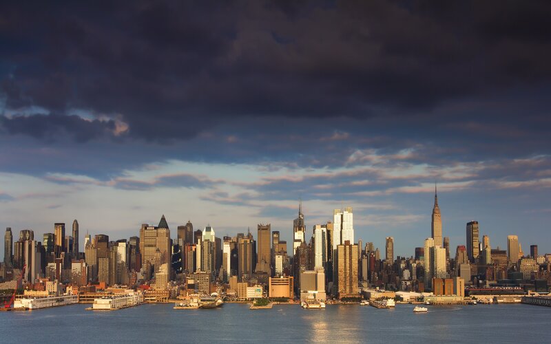 Manhattan skyline at dusk