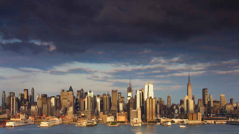 Manhattan skyline at dusk