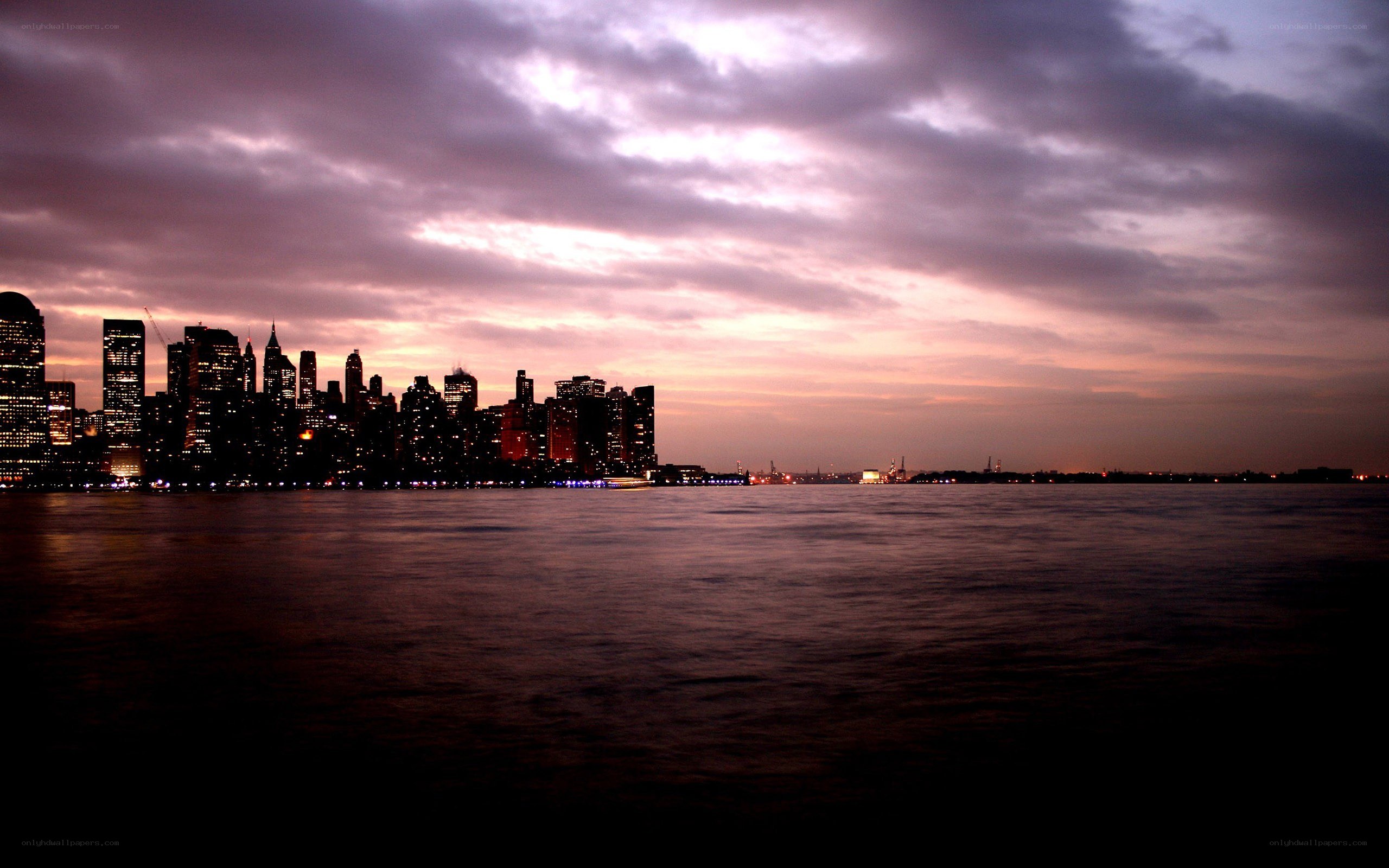 Manhattan skyline at dusk