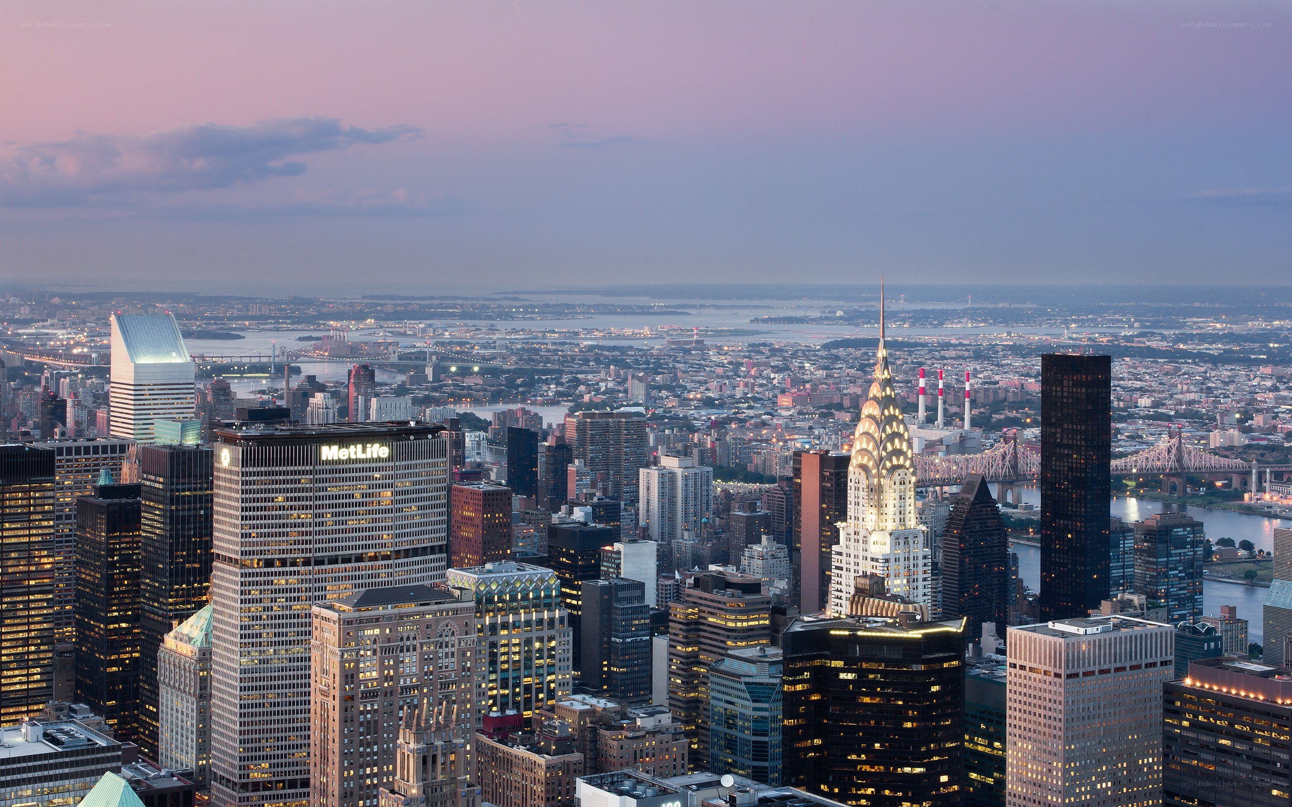 Manhattan skyline at dusk