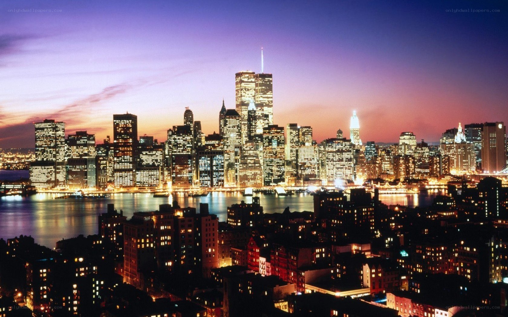 Manhattan skyline at dusk