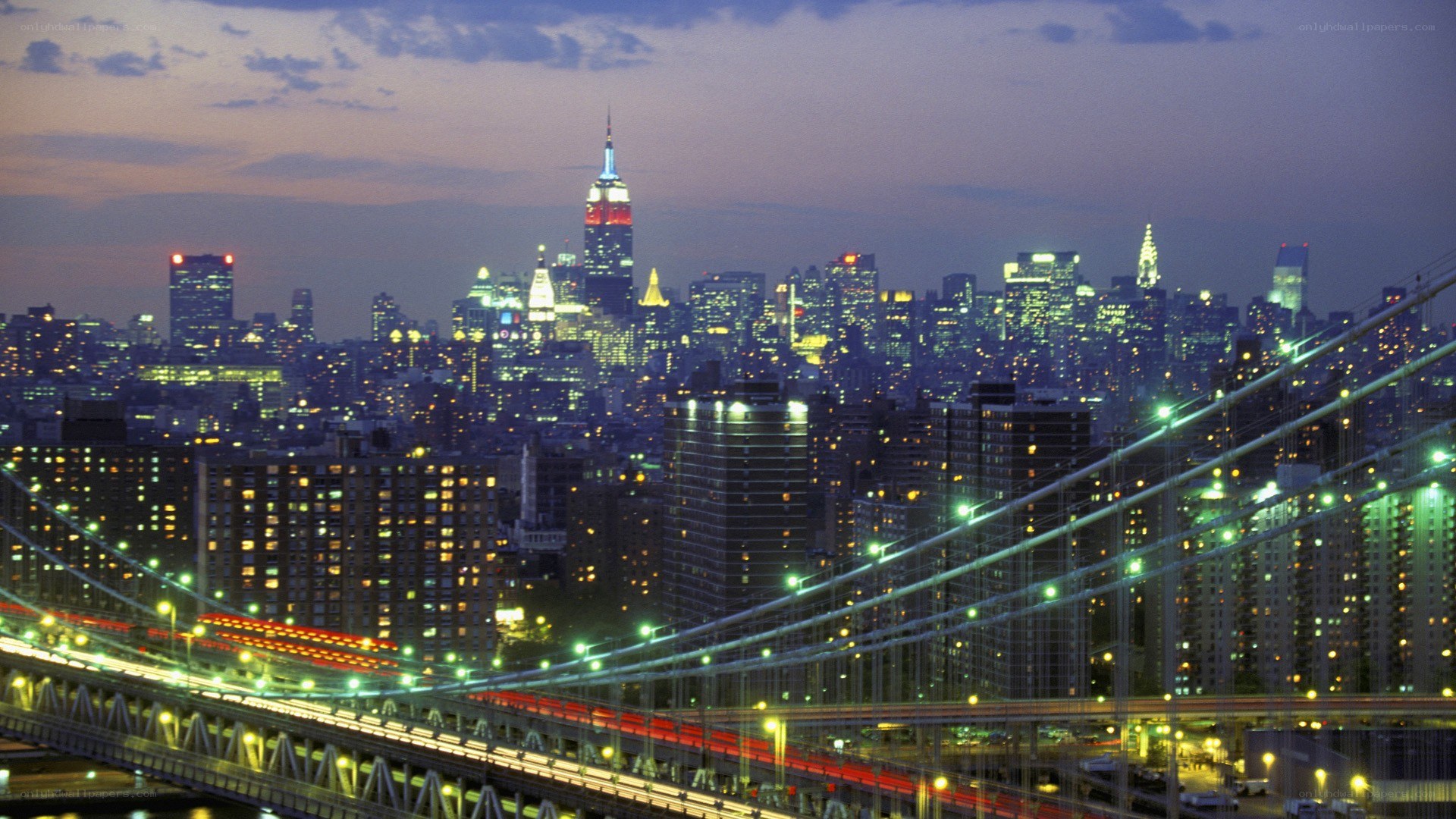 Manhattan skyline at dusk