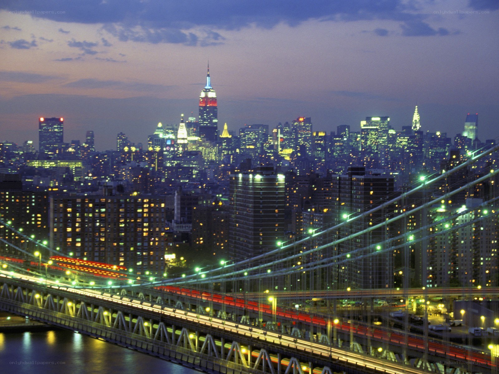 Manhattan skyline at dusk