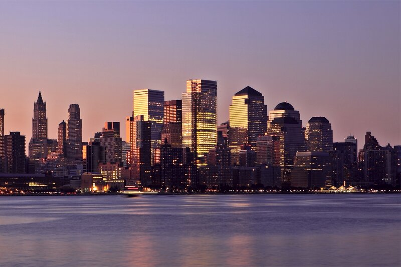 Manhattan skyline at dusk
