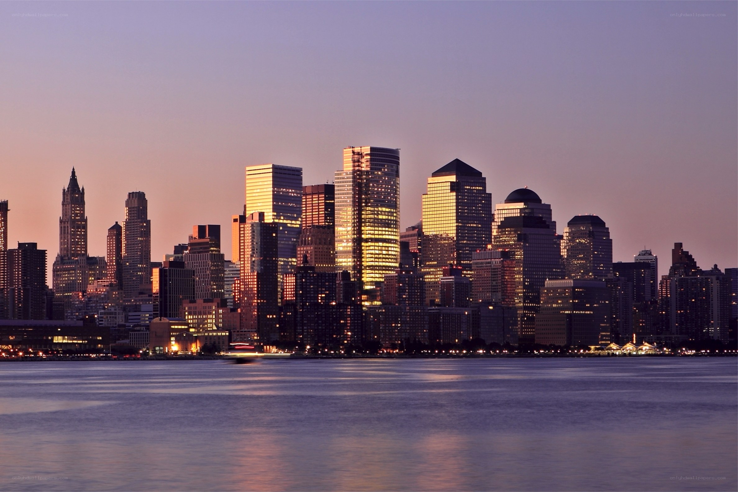 Manhattan skyline at dusk