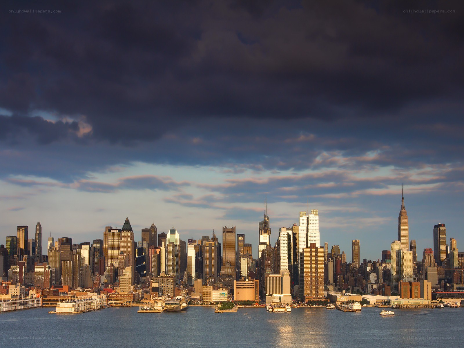 Manhattan skyline at dusk
