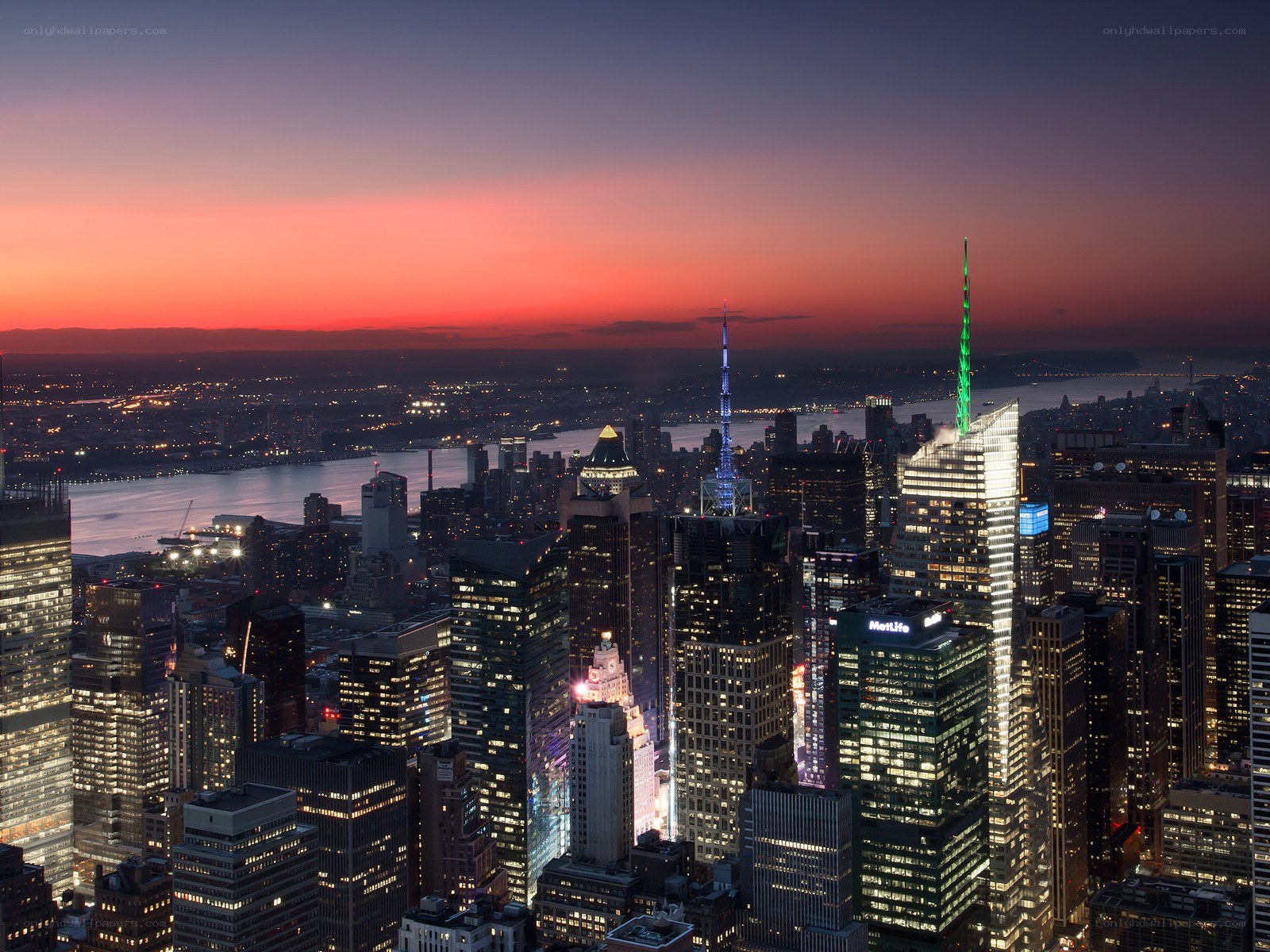 Manhattan skyline at dusk