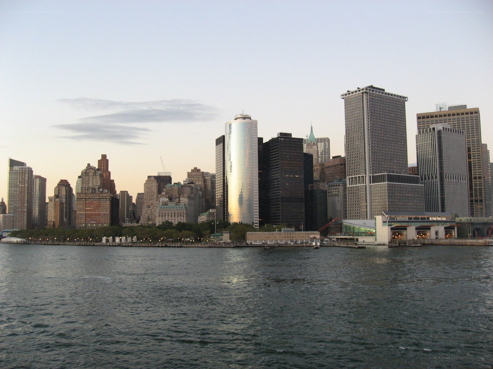 Manhattan skyline at dusk