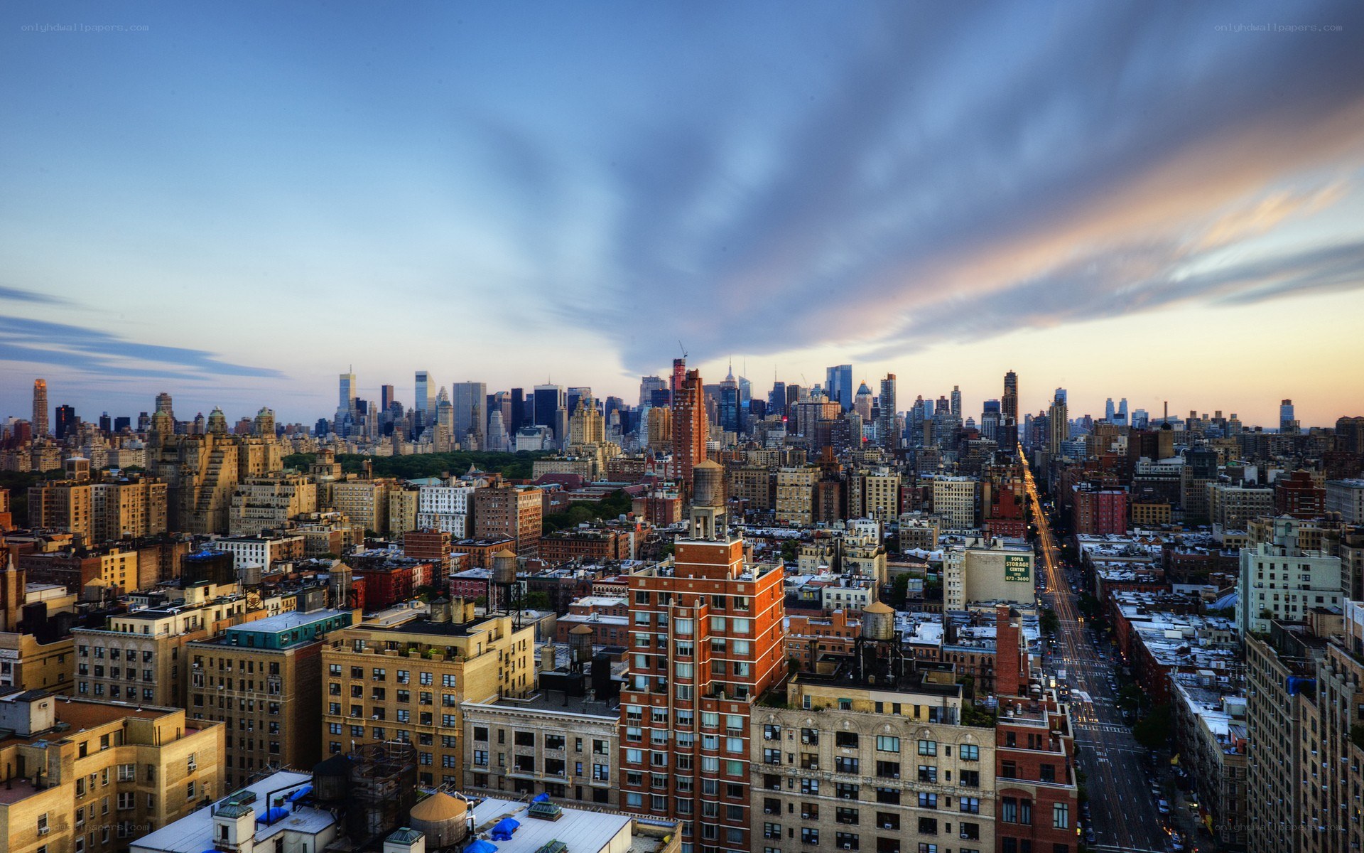 Manhattan skyline at dusk