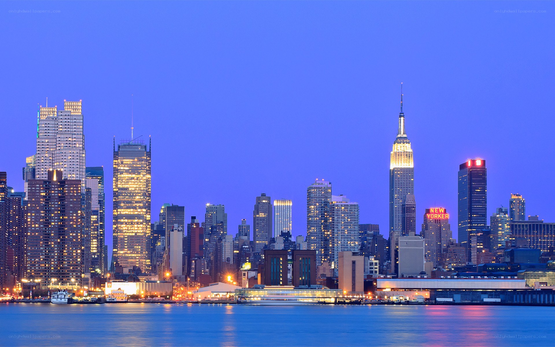 Manhattan skyline at dusk