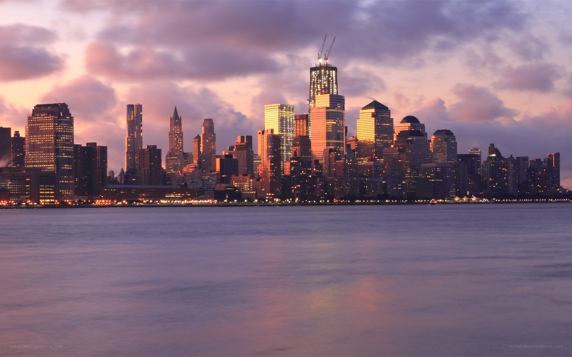 Manhattan skyline at dusk
