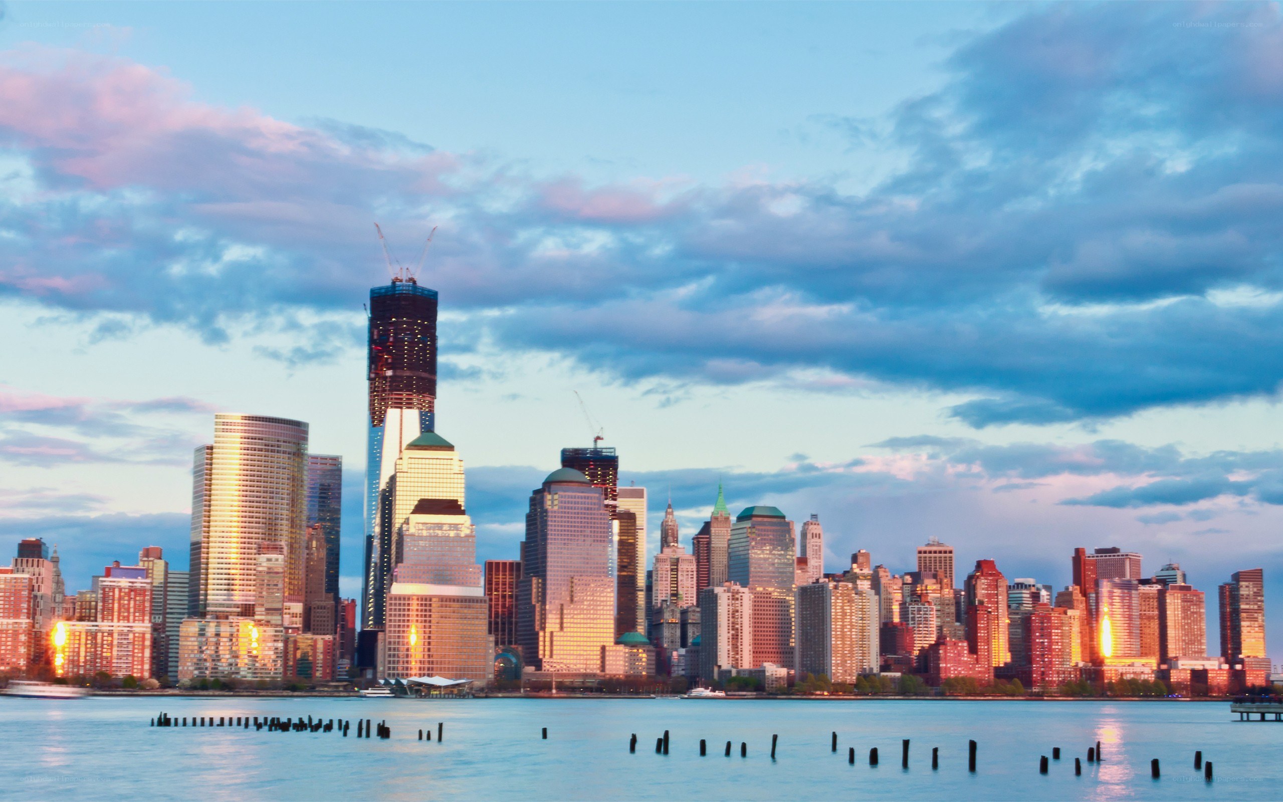 Manhattan skyline at dusk