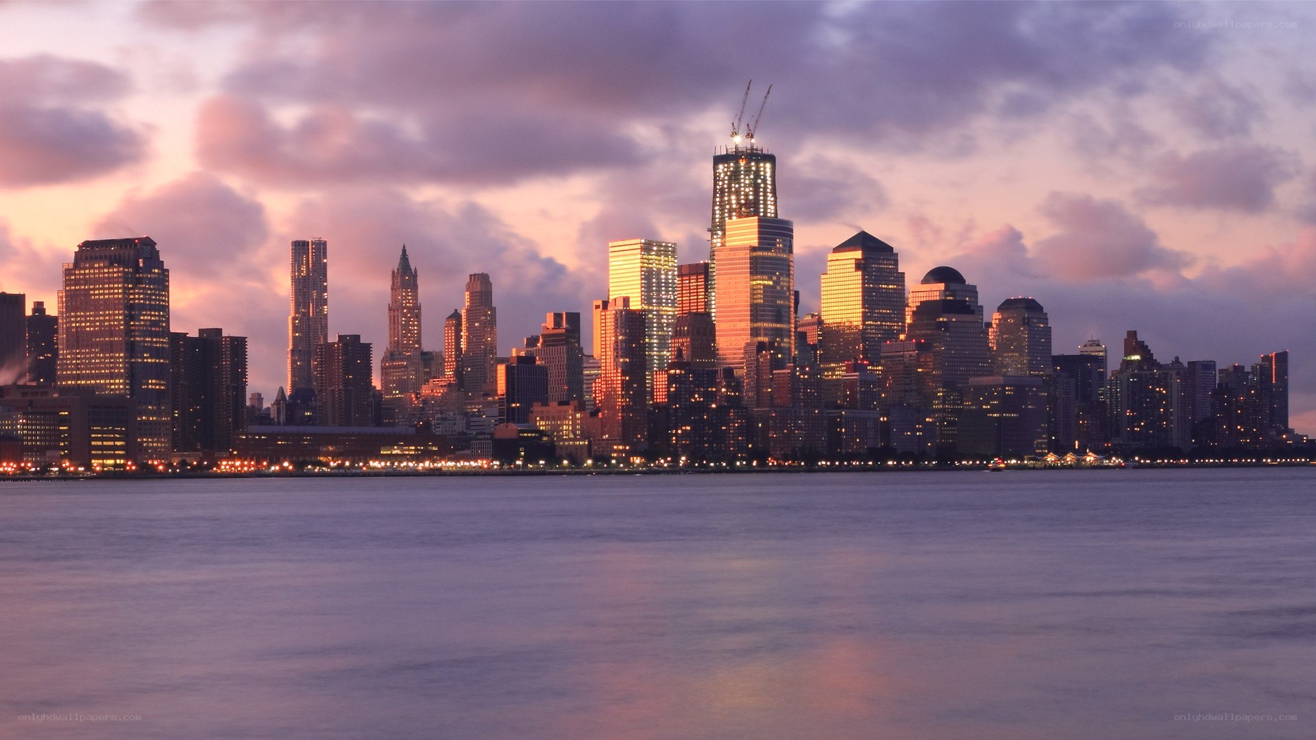 Manhattan skyline at dusk
